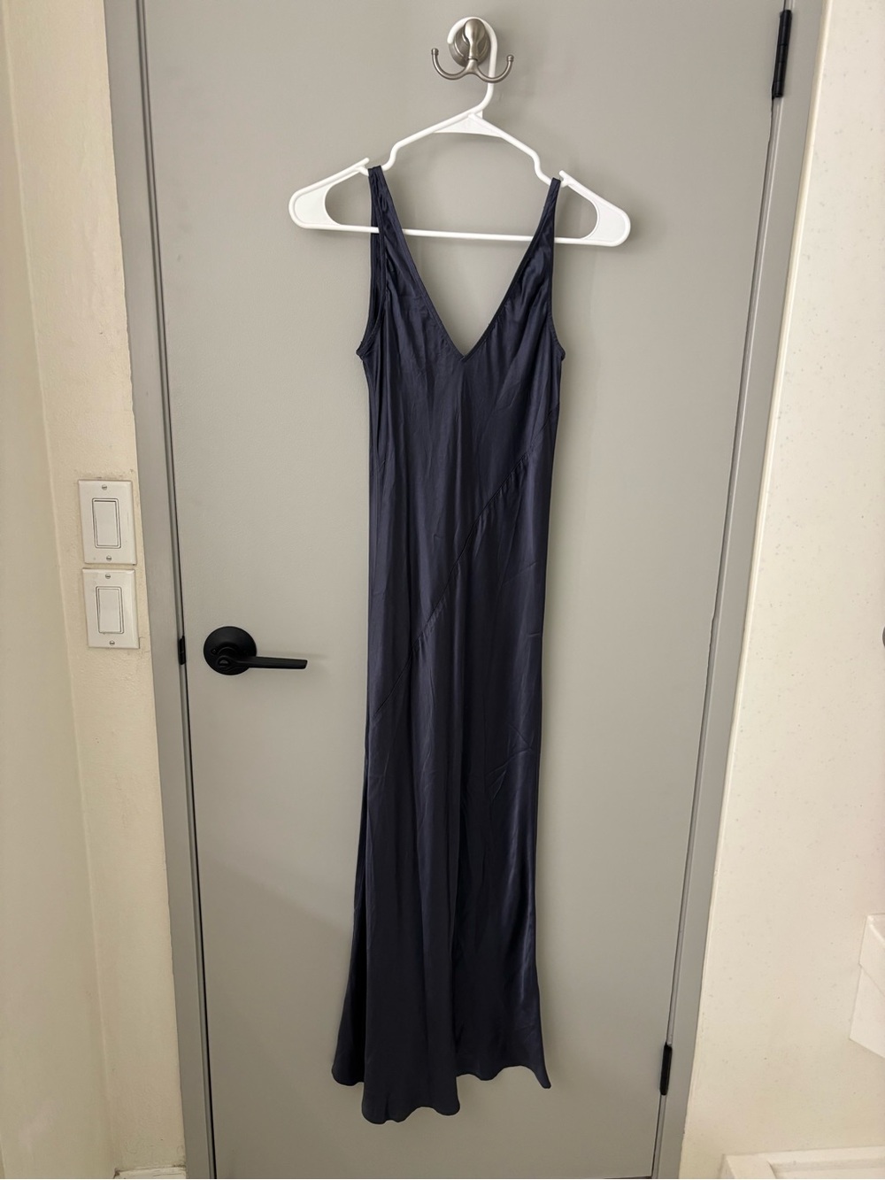Sleeveless V-Neck Navy Slip Dress